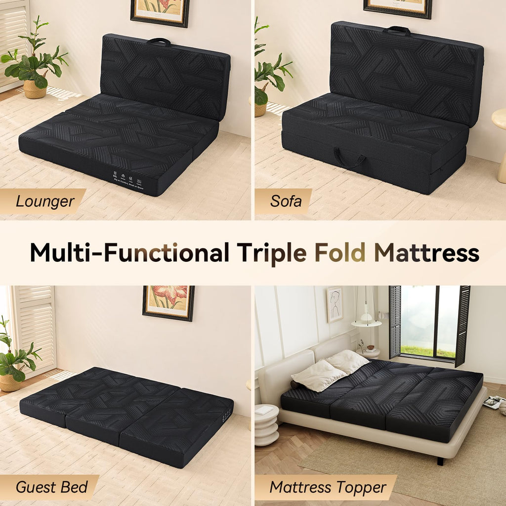 6 Inch Memory Foam Tri-Fold Twin Mattress with Washable Cover Q4663