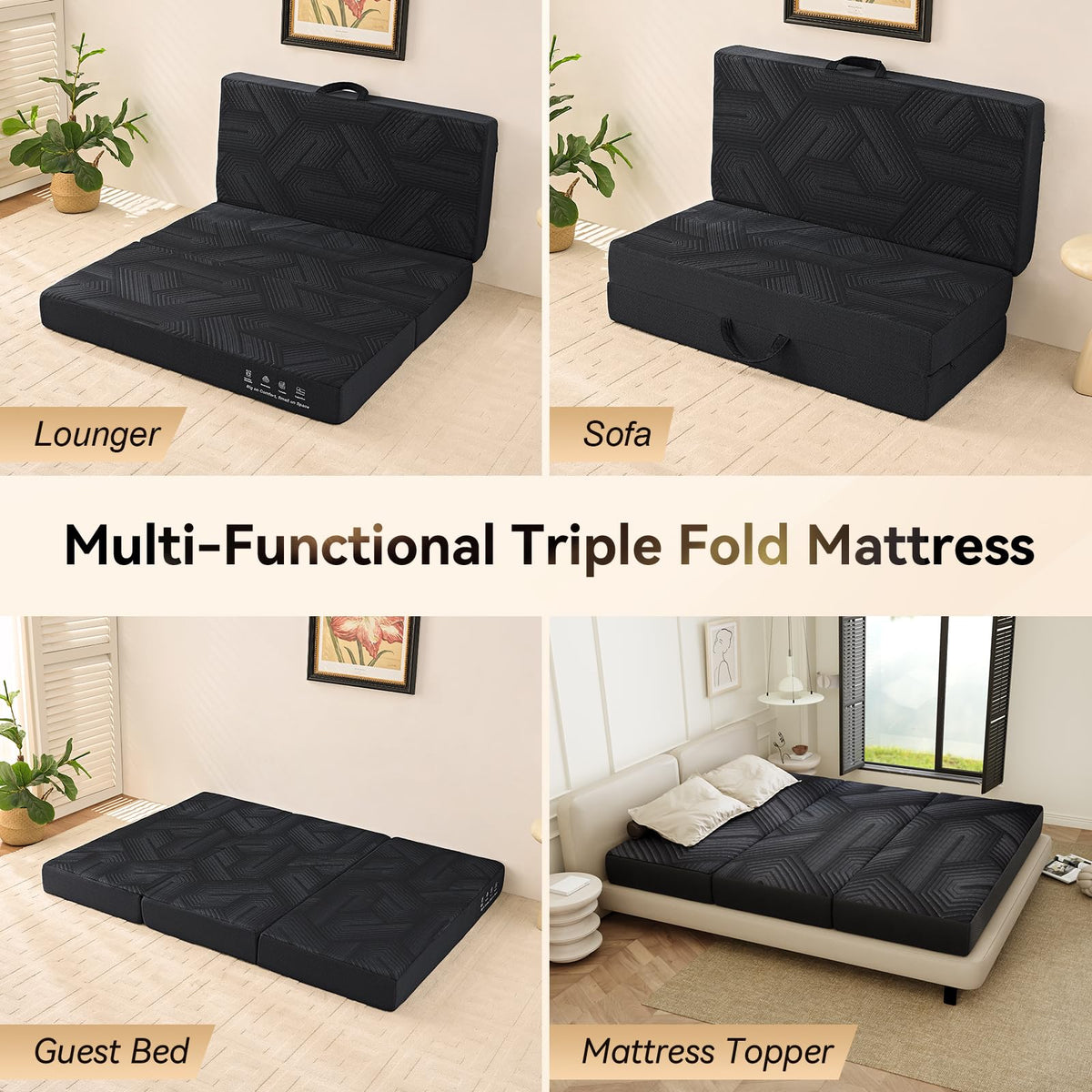 6 Inch Memory Foam Tri-Fold Twin Mattress with Washable Cover Q4663