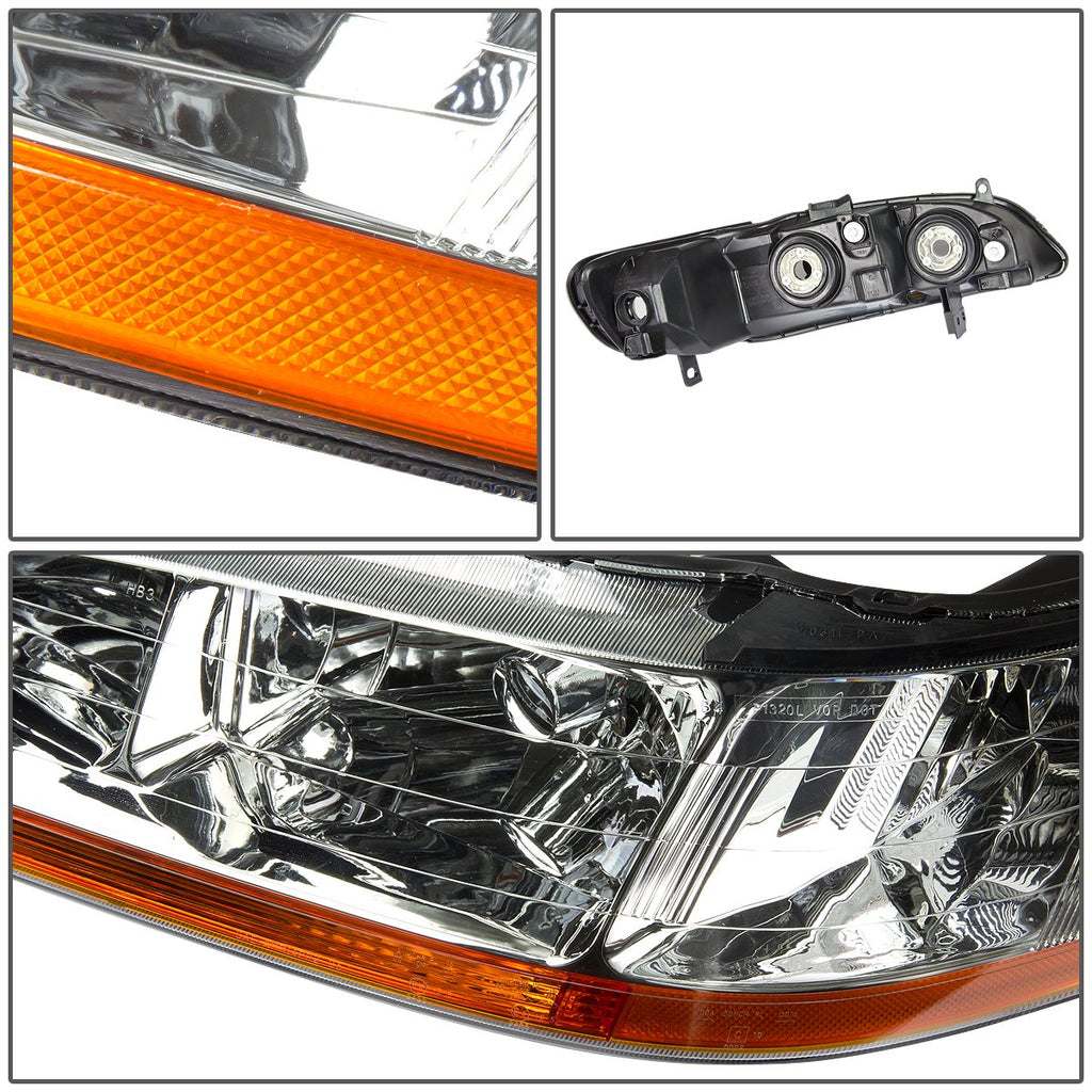 Pair of Chrome Amber Headlights T218