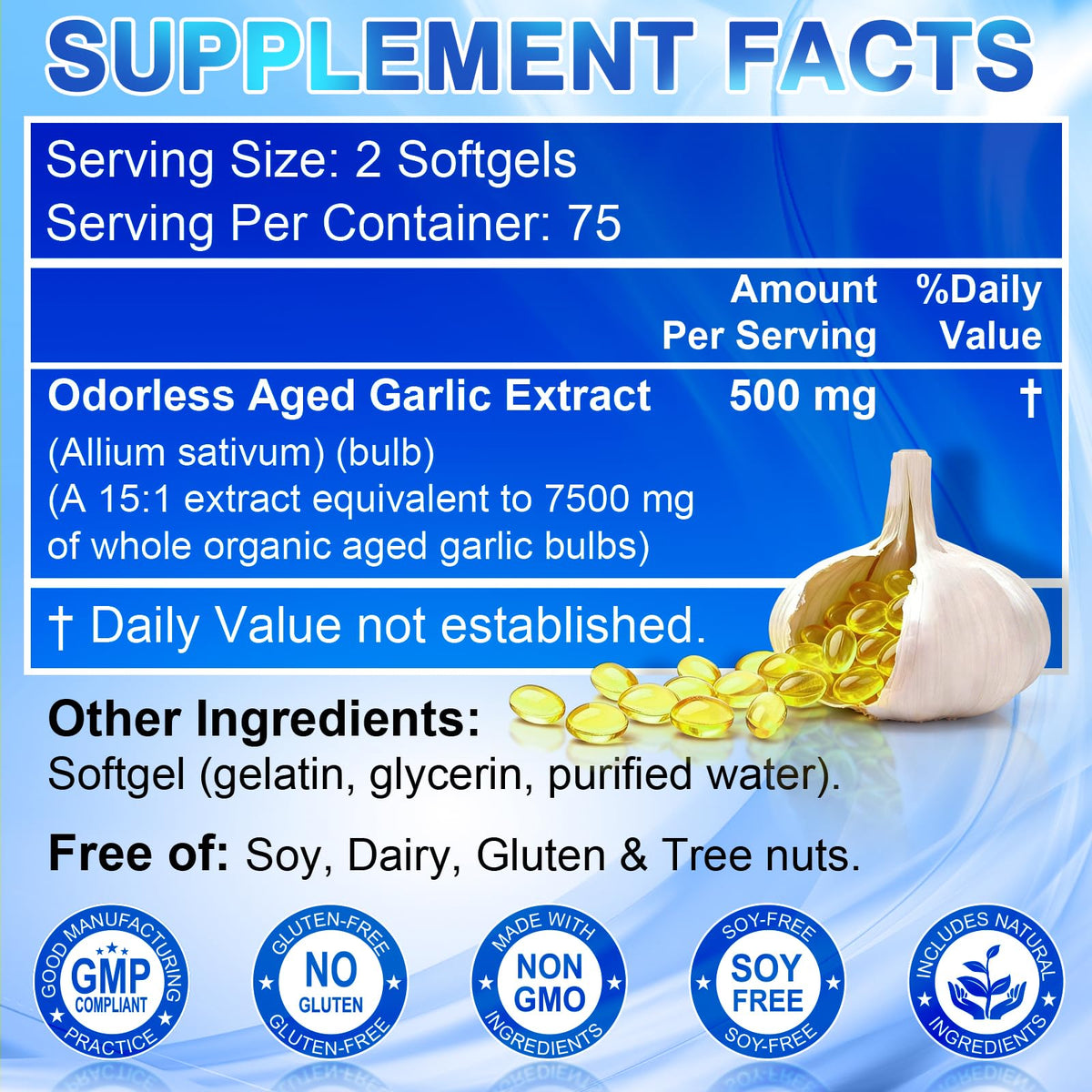 Odorless Organic Garlic Supplement 150 Softgels P797420