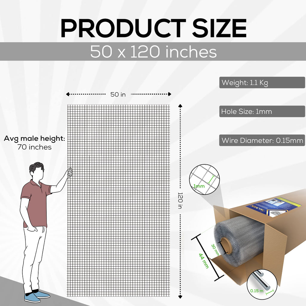 Stainless-Steel Wire Mesh Screen 50"x120" 30 Mesh N5459