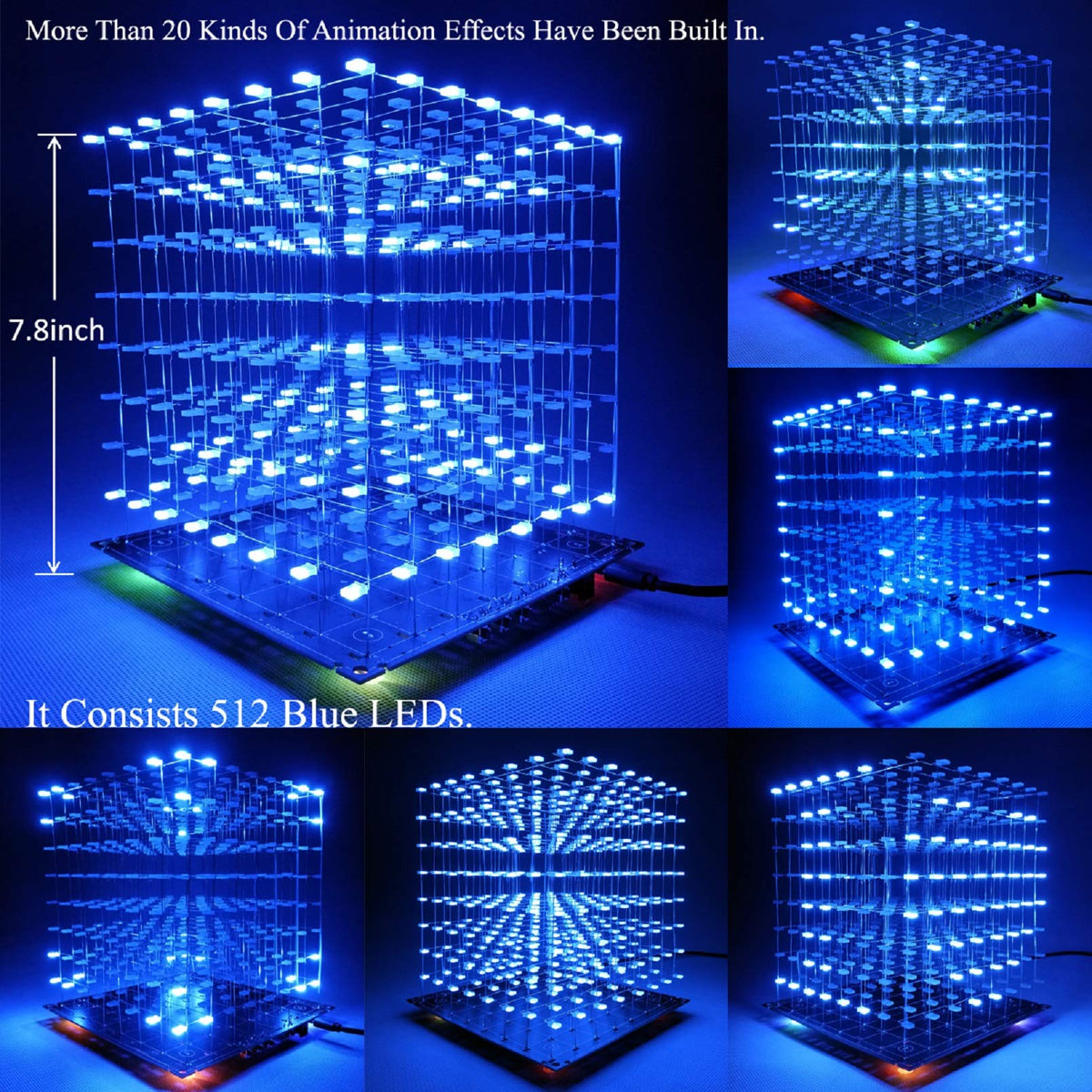3D Led Cube DIY Electronics Kit 8x8x8 Led Cube DIY Soldering Project Kit G576