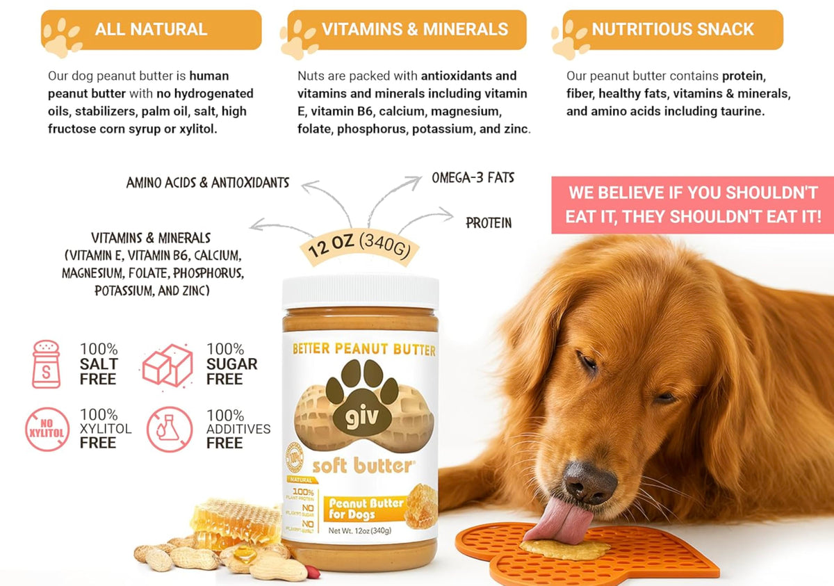 All Natural Peanut Butter for Dogs, 2 Ingredients, 4oz Pouches (6 Count) L4695