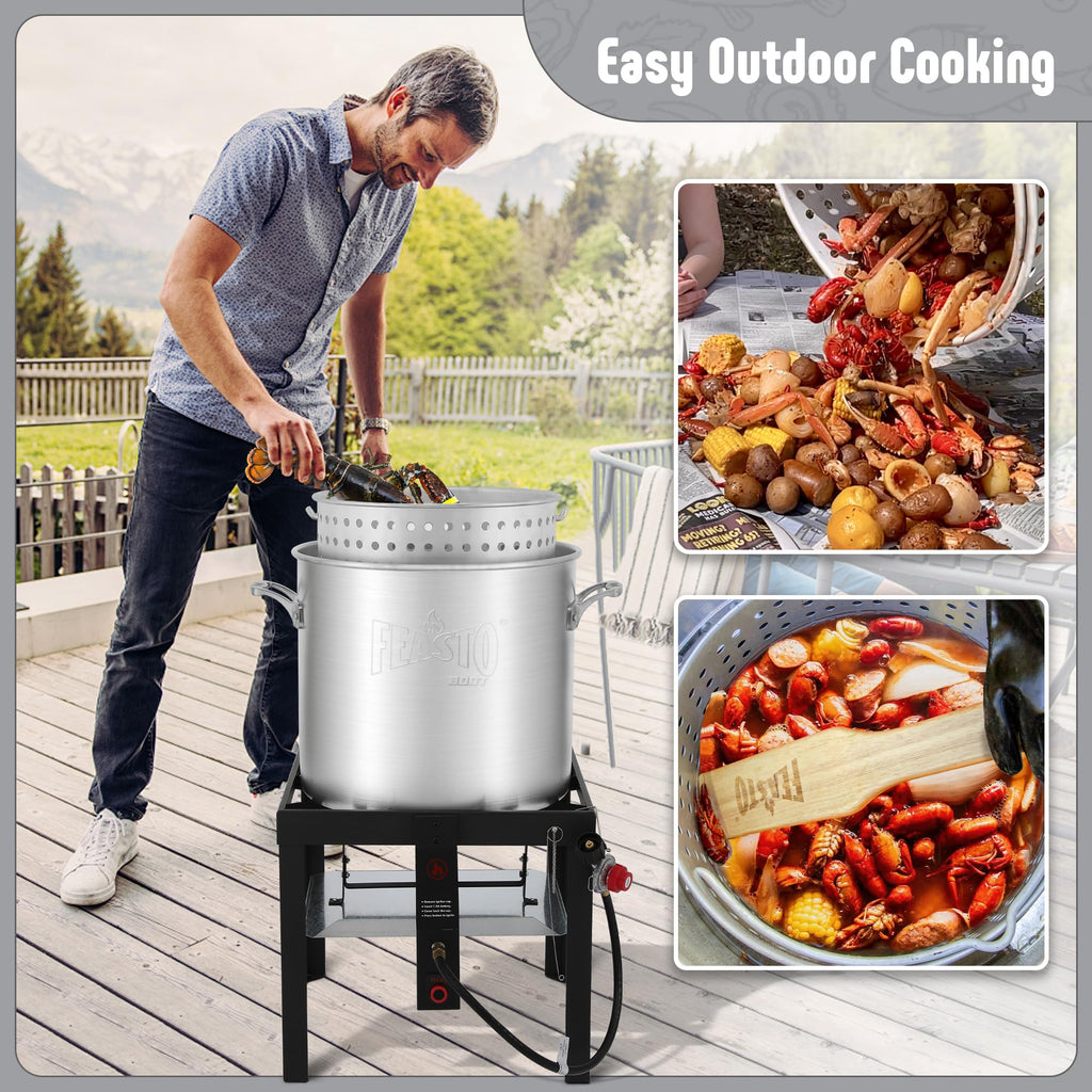 60QT Seafood Boil Pot with Basket and Burner H5533