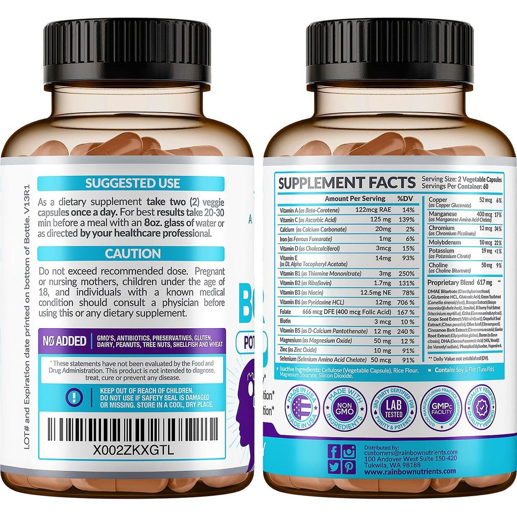 120 V Capsules Brain Support Supplement with DMAE E32714