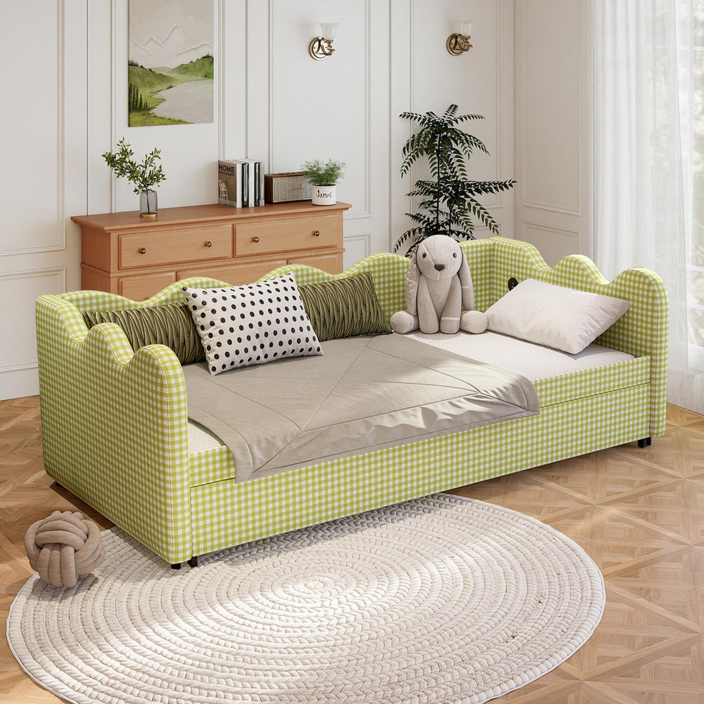 Twin Size Upholstered Daybed with Pop Up Trundle B1609