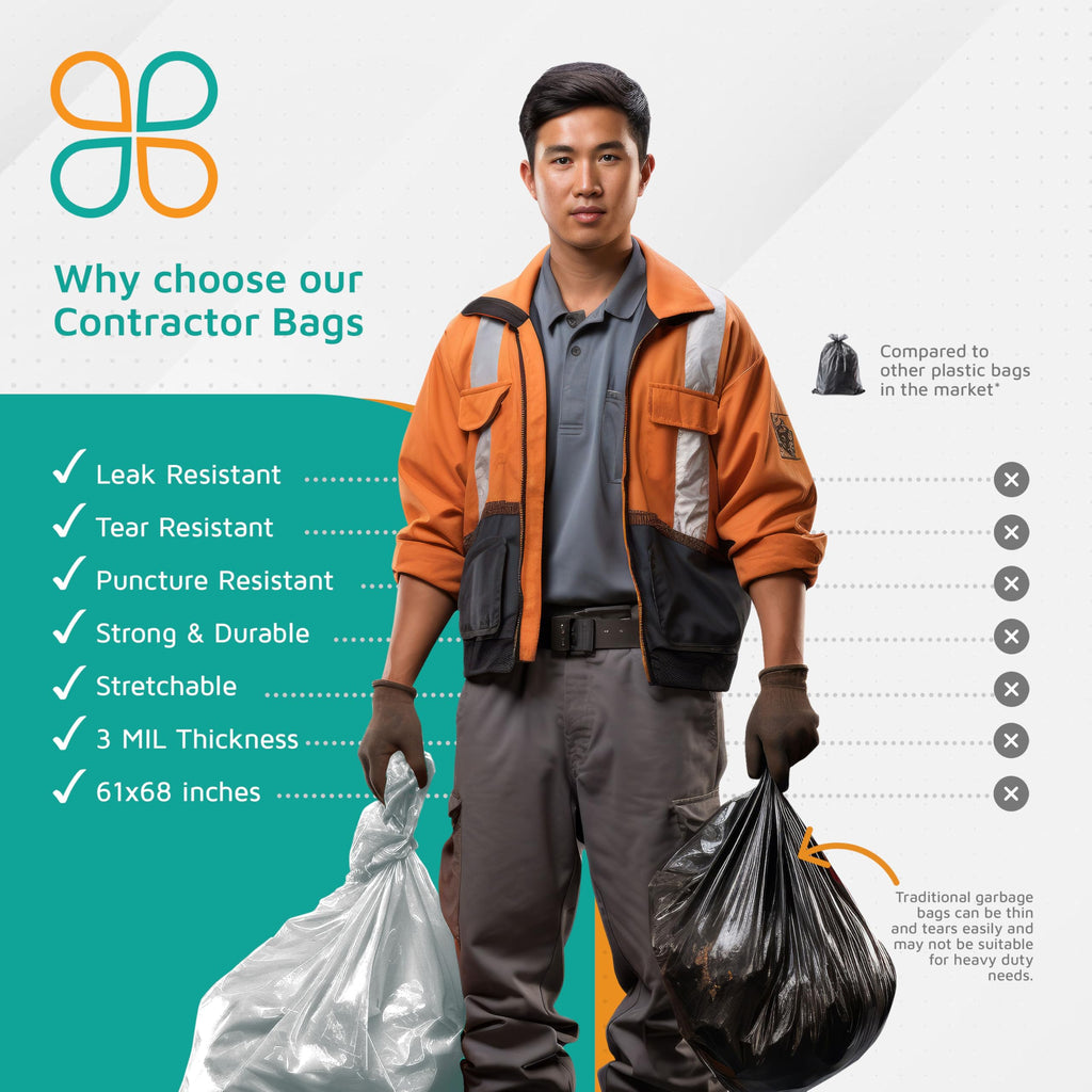 95-Gallon Clear Heavy Duty Contractor Bags X54365