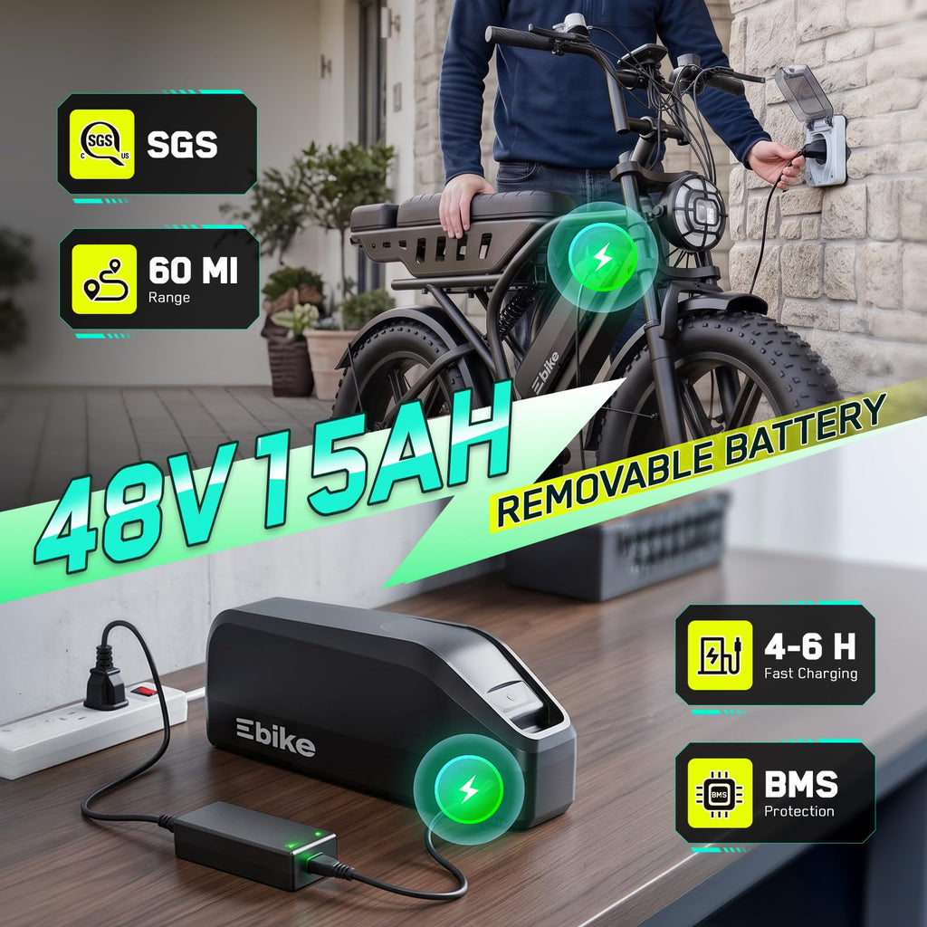 2000W Peak Motor 48V 20" x 4.0" Fat Tire Electric Bike K399078