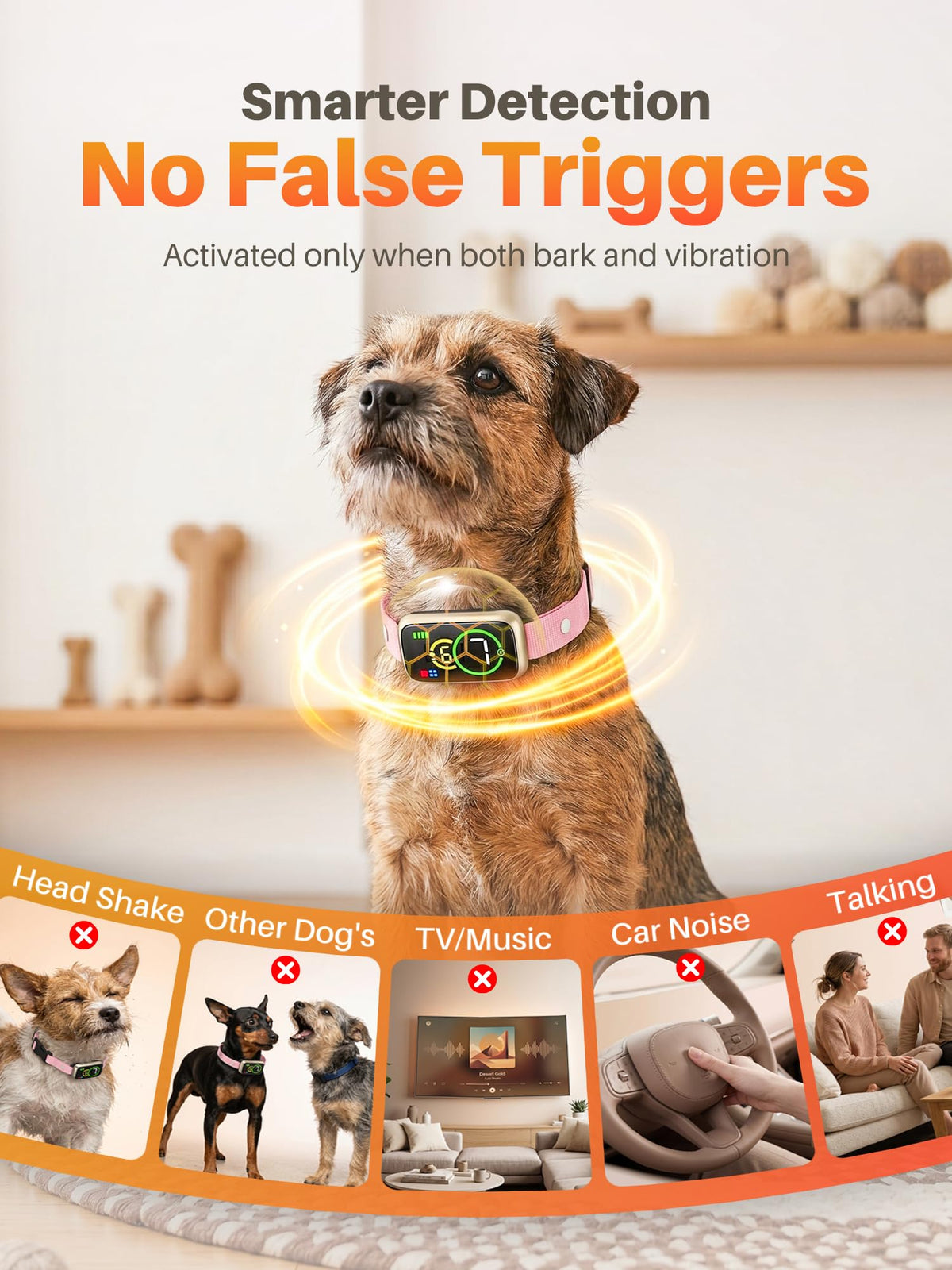 Humane Anti Barking Dog Collar with Beep Vibration M8069