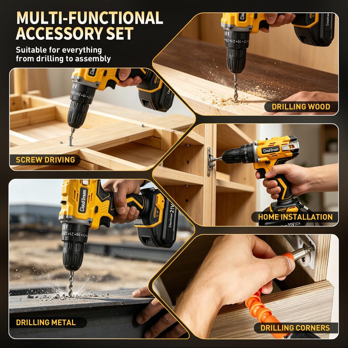 21V Cordless Drill Set with 2 Batteries and Charger N137806