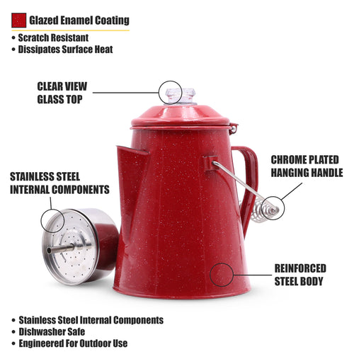 10 Cups Enamel Camping Percolator Coffee Pot J83683