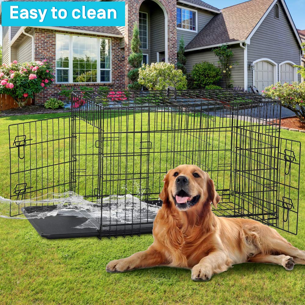 48" Heavy Duty Folding Wire Metal Dog Crate with Divider P704762
