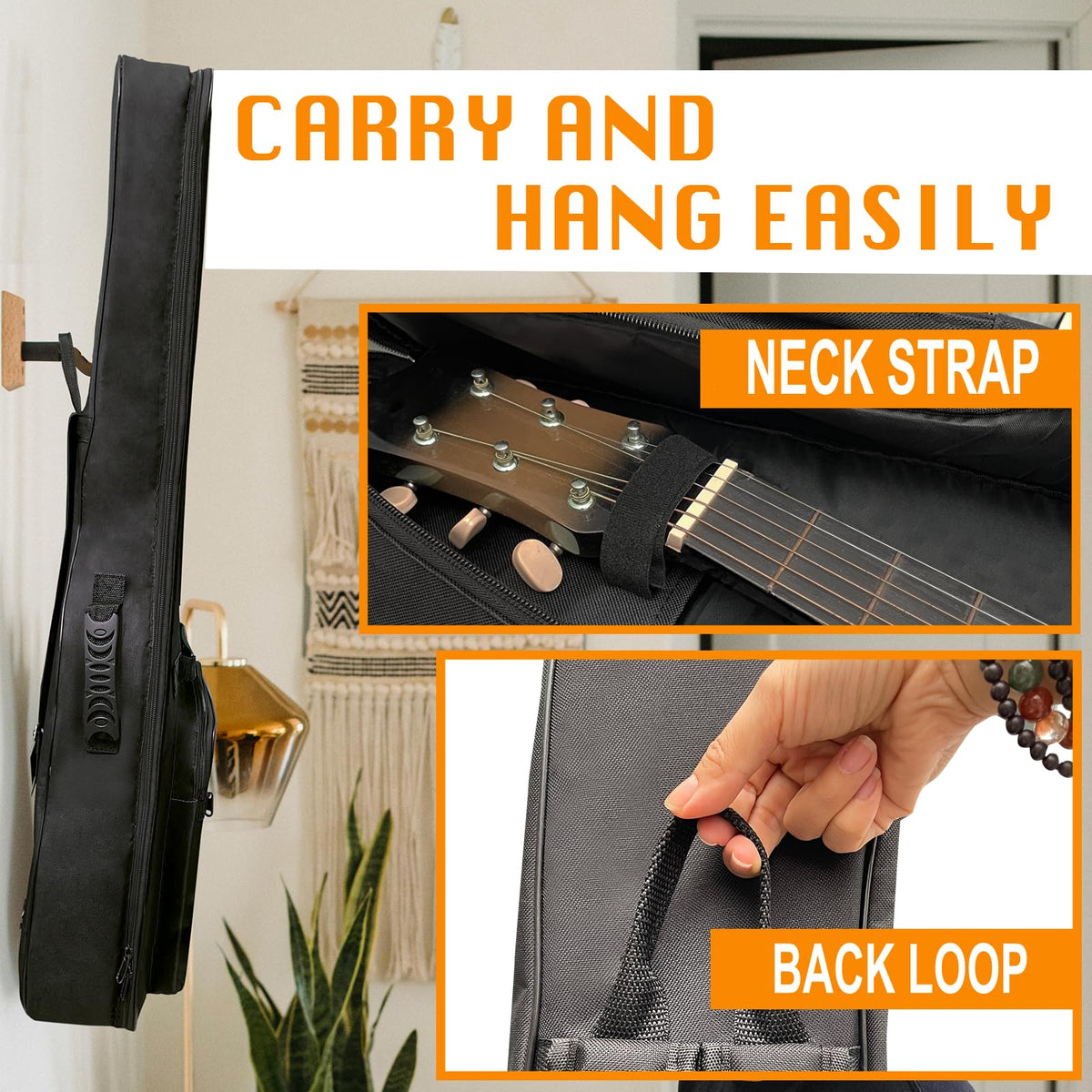0.5-inch Extra Thick Padding Waterproof Oxford Acoustic Guitar Bag U62942