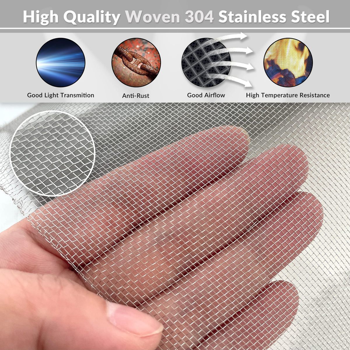 Stainless-Steel Wire Mesh Screen 50"x120" 30 Mesh N5459