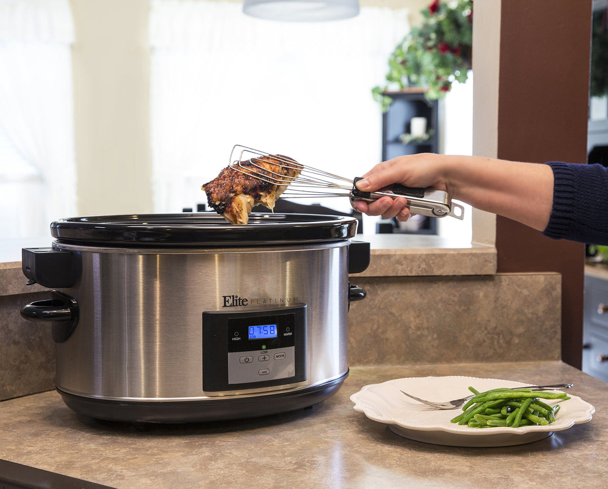 8.5-Quart Stainless Steel Programmable Slow Cooker with Locking Lid V7487