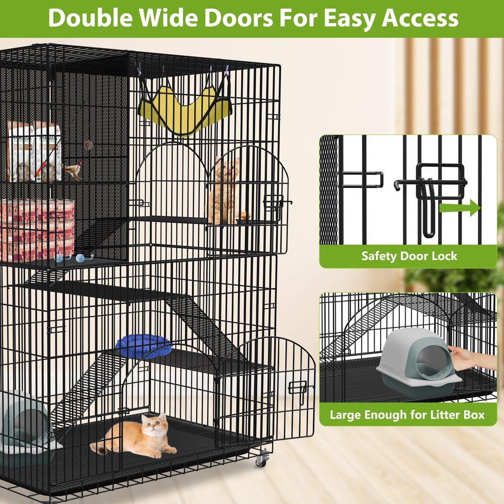 Extra Large 4-Tier Indoor Cat Cage with Wheels Z349475