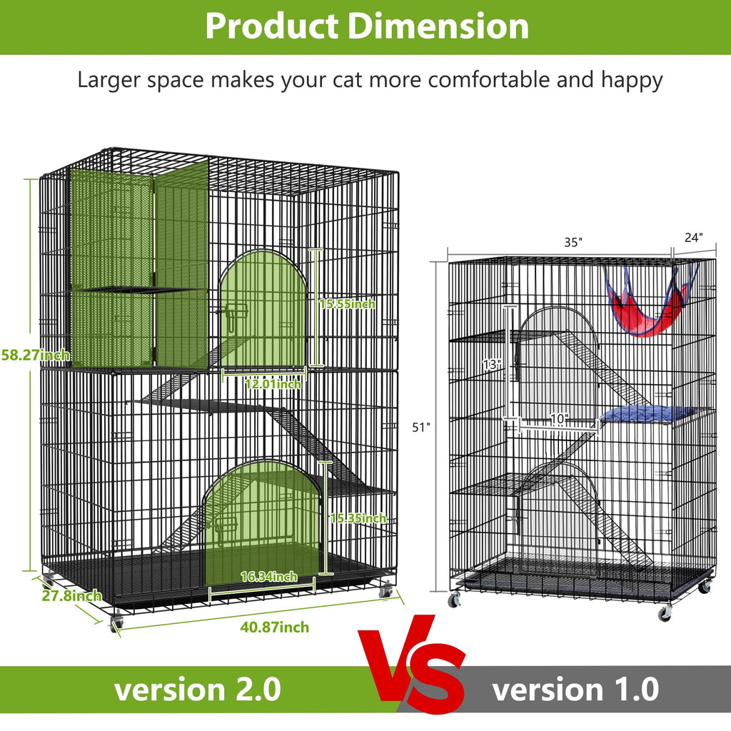 Extra Large 4-Tier Indoor Cat Cage with Wheels Z349475