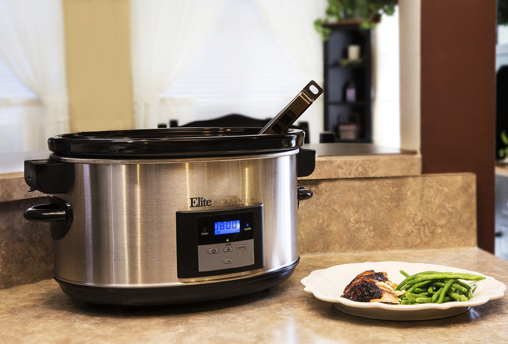 8.5-Quart Stainless Steel Programmable Slow Cooker with Locking Lid V7487