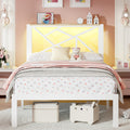White Twin Metal Bed Frame with USB Charging Station X8466