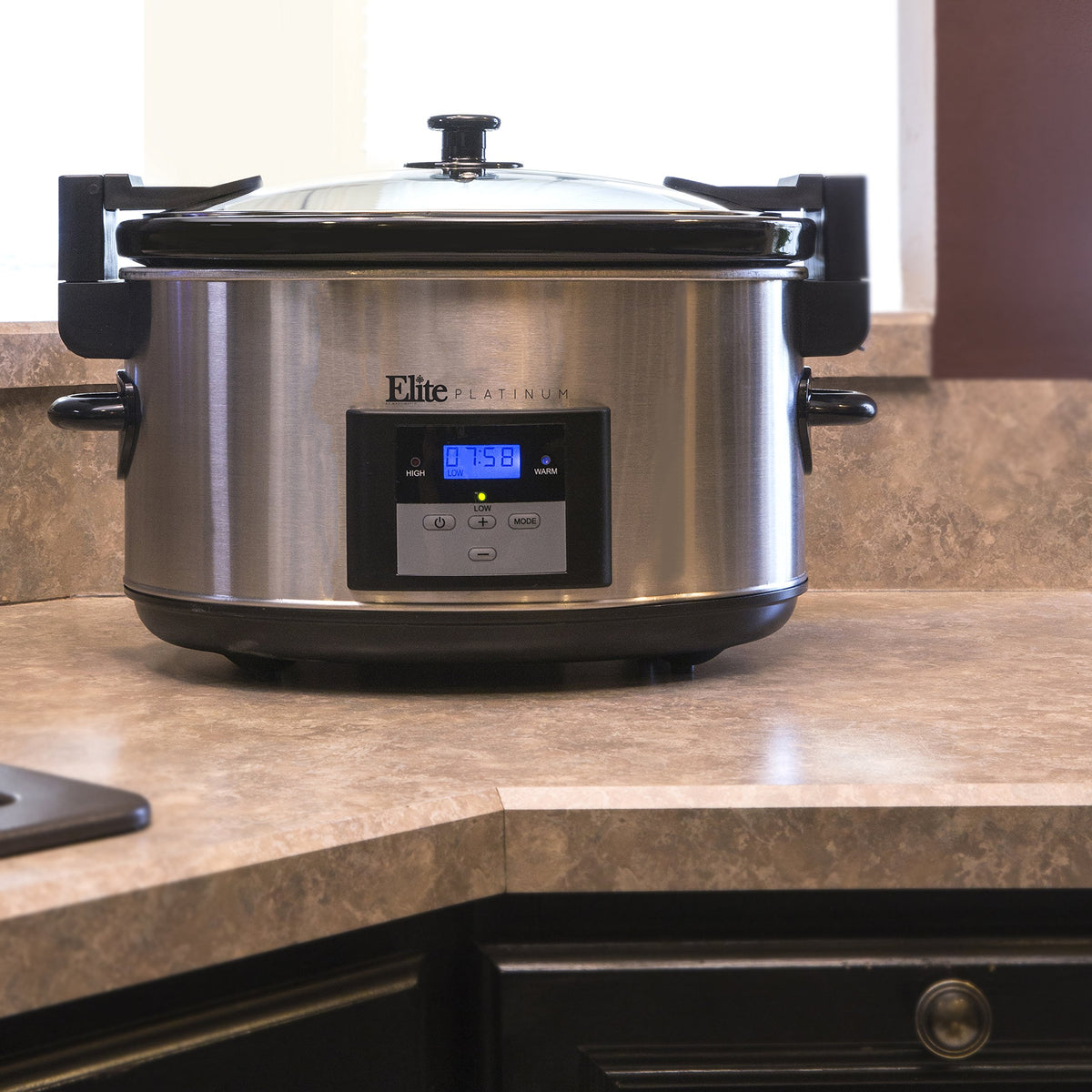 8.5-Quart Stainless Steel Programmable Slow Cooker with Locking Lid V7487
